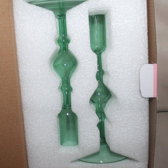 POKETO Glass Candlestick Holder Set of 2 NEW in Box - Picture 2 of 4